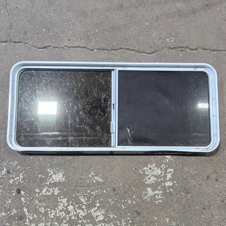 Used White Radius Opening Window - 57 1/4" X 24 1/2" X 2" - Young Farts RV Parts