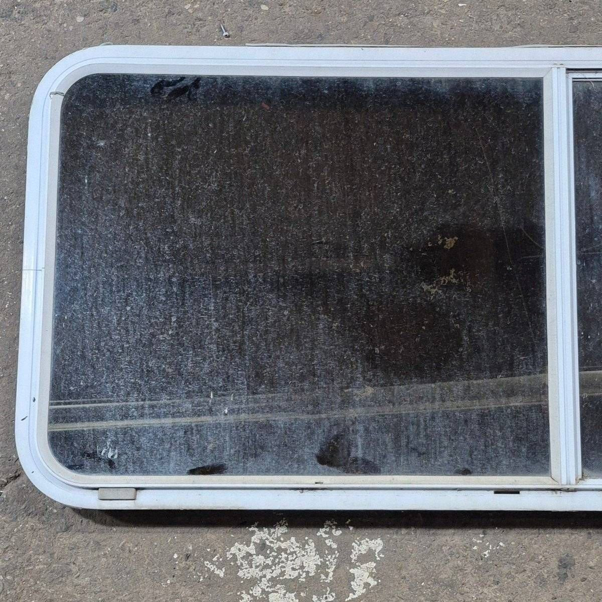 Used White Radius Opening Window - 57 1/4" X 24 1/2" X 2" - Young Farts RV Parts