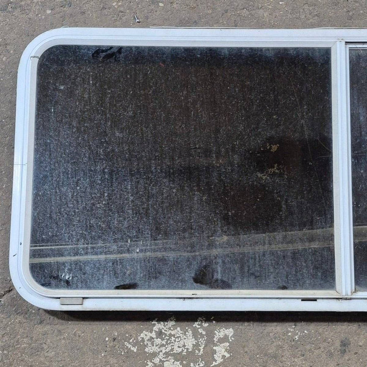 Used White Radius Opening Window - 57 1/4" X 24 1/2" X 2" - Young Farts RV Parts