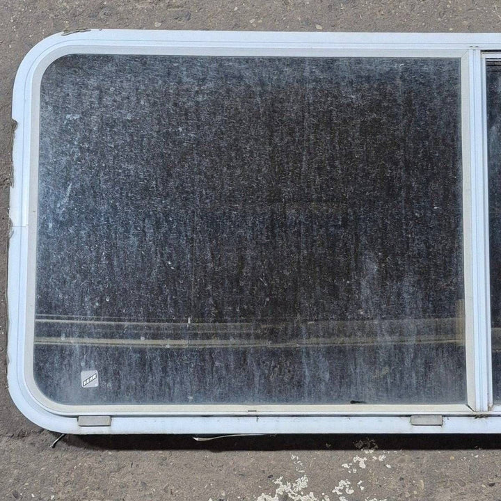 Used White Radius Opening Window - 57 1/4" X 24 1/2" X 2" - Young Farts RV Parts