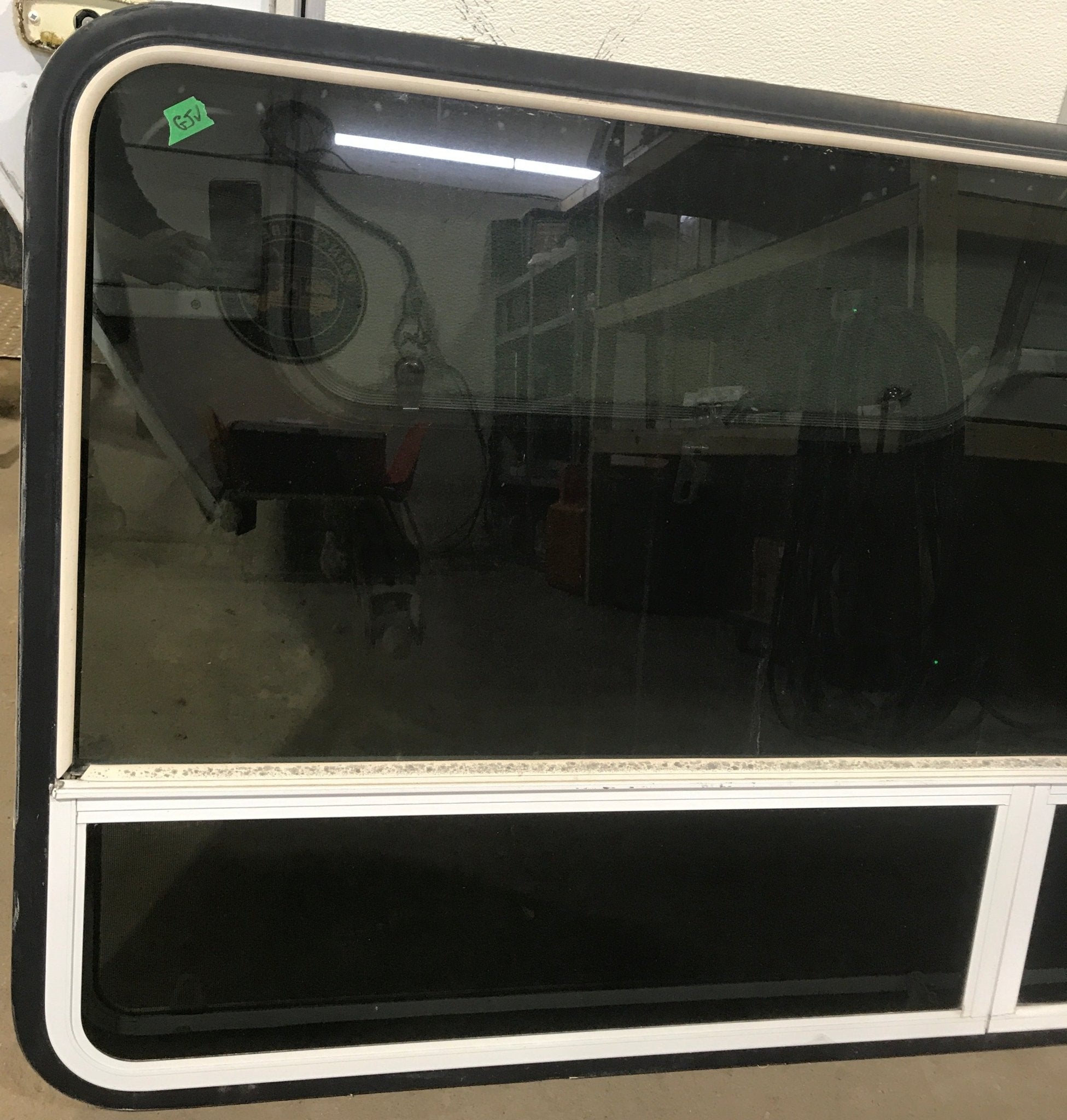 Used White Radius Opening Window : 71 1/2" W x 34 1/2" H x 1 7/8" D - Young Farts RV Parts