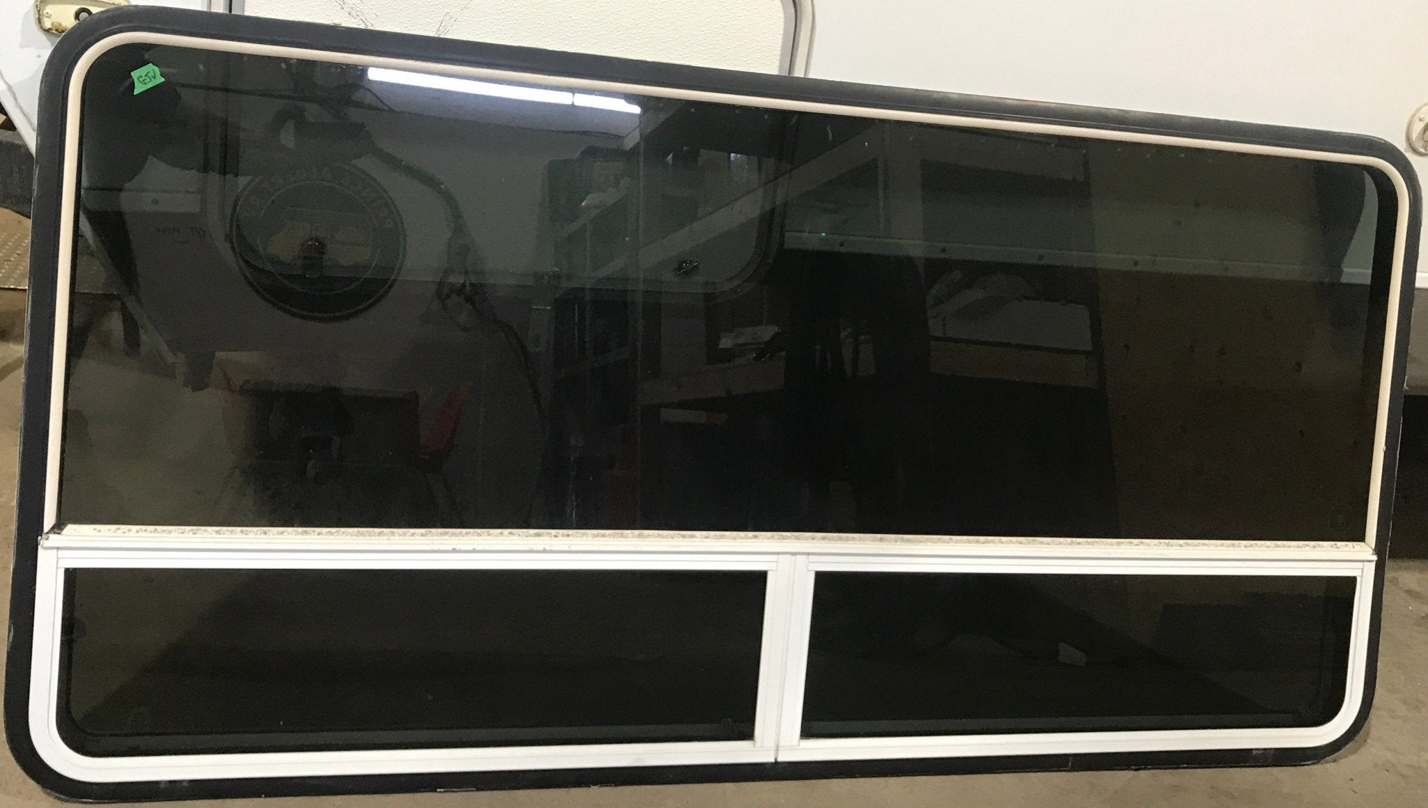 Used White Radius Opening Window : 71 1/2" W x 34 1/2" H x 1 7/8" D - Young Farts RV Parts