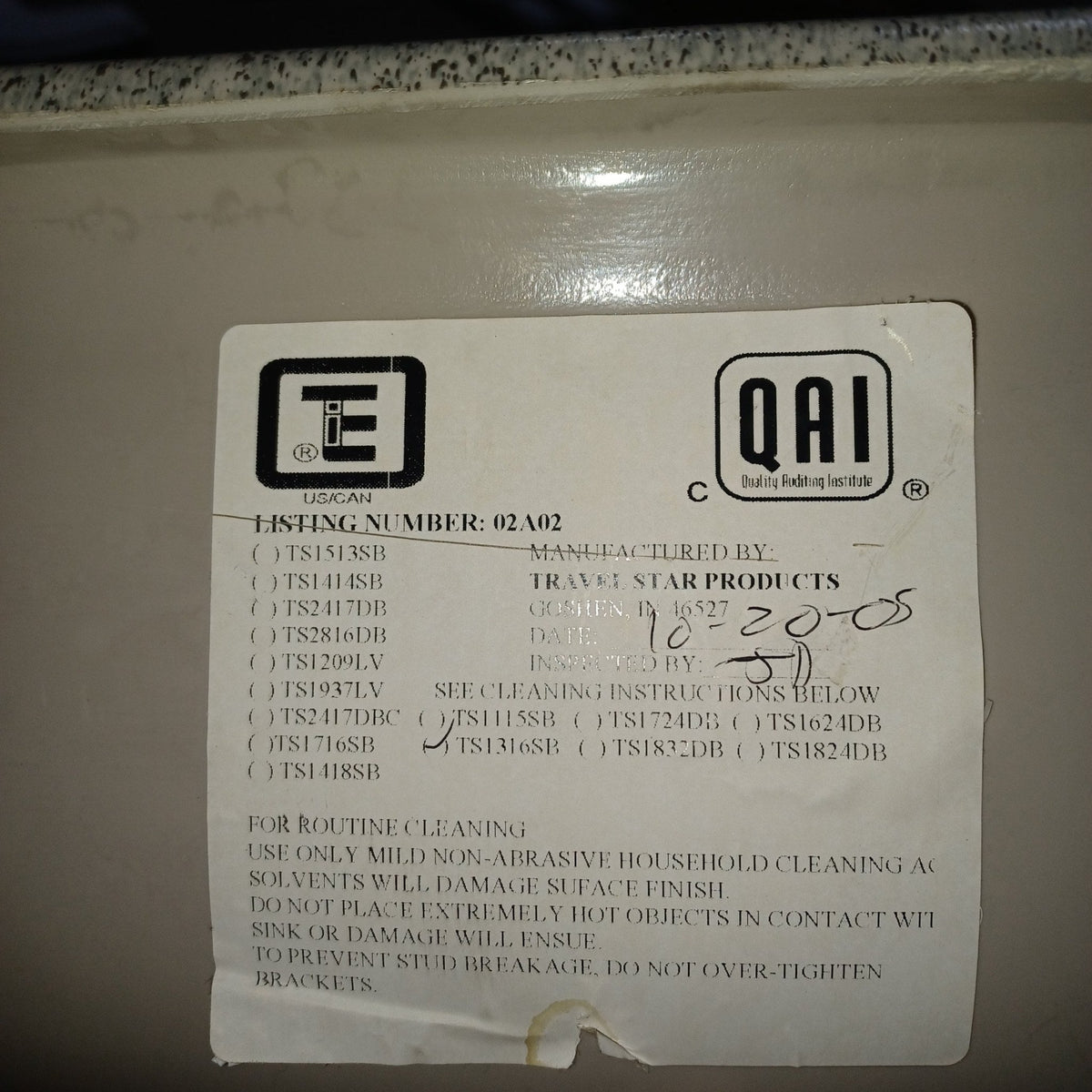 Used Young Farts RV Parts Bathroom Sink, Multi-Color - 15.25″ X 12 5/8″ X 4 5/8″ - TS1316SB - Young Farts RV Parts