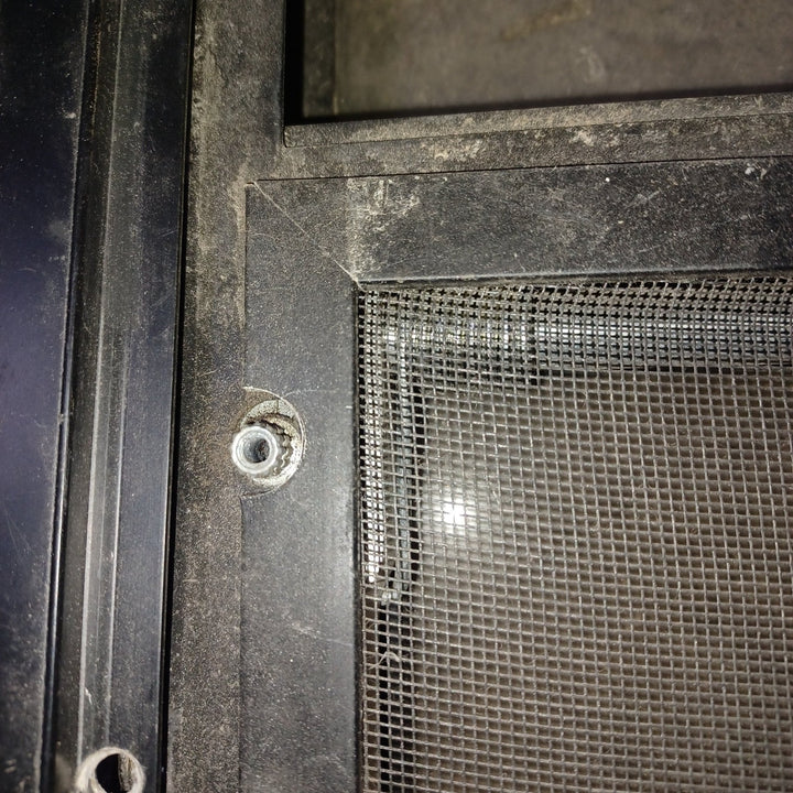 Used Young Farts RV Parts Black Radius Louvered Window : 23 3/8″ X 21.5″ X 1 7/8″ - Young Farts RV Parts
