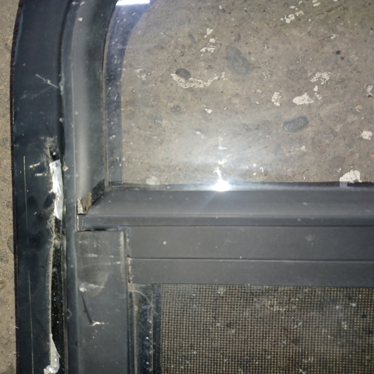 Used Young Farts RV Parts Black Radius Louvered Window : 23.5