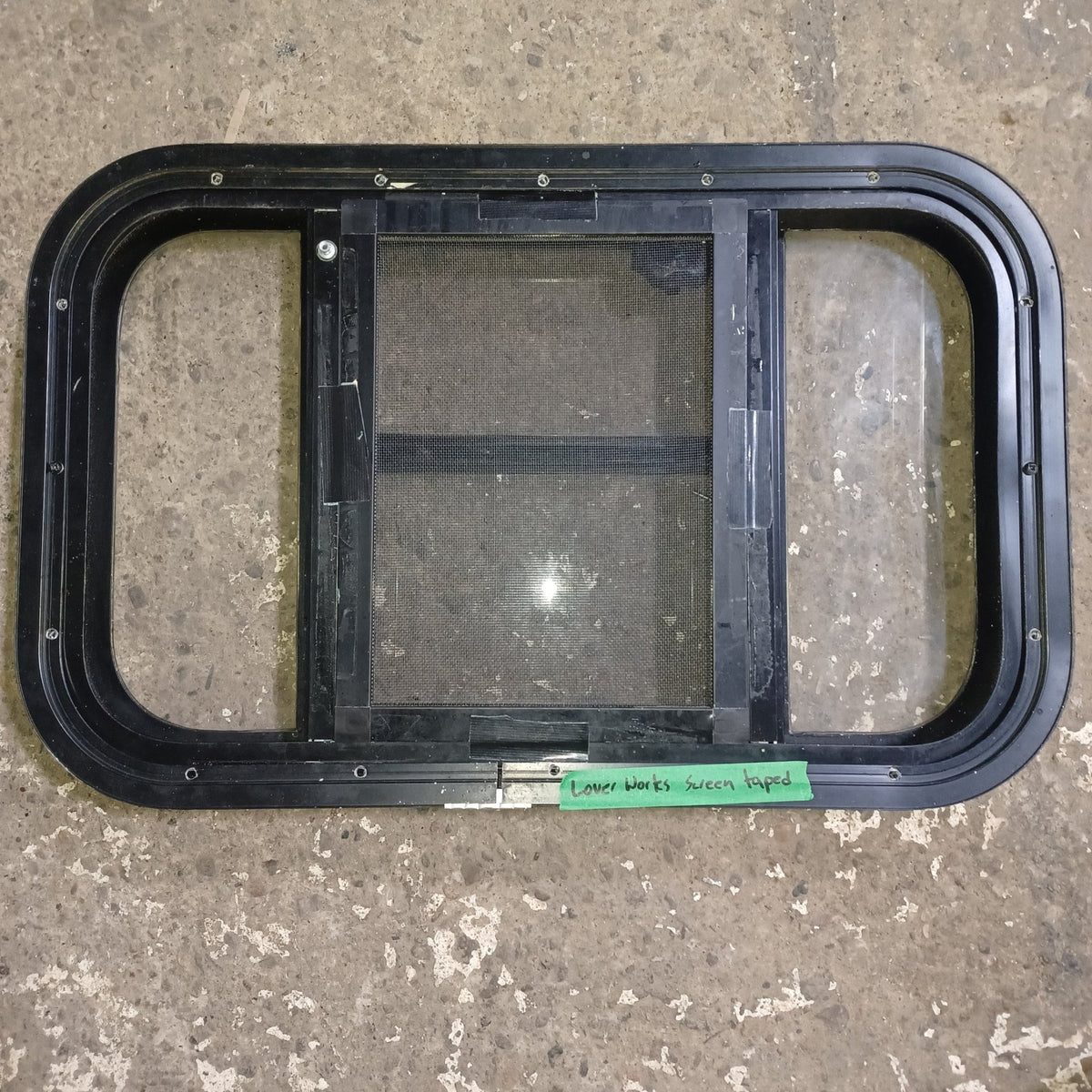 Used Young Farts RV Parts Black Radius Louvered Window : 23.5