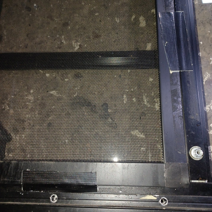 Used Young Farts RV Parts Black Radius Louvered Window : 23.5" x 14 3/8" x 2" - Young Farts RV Parts
