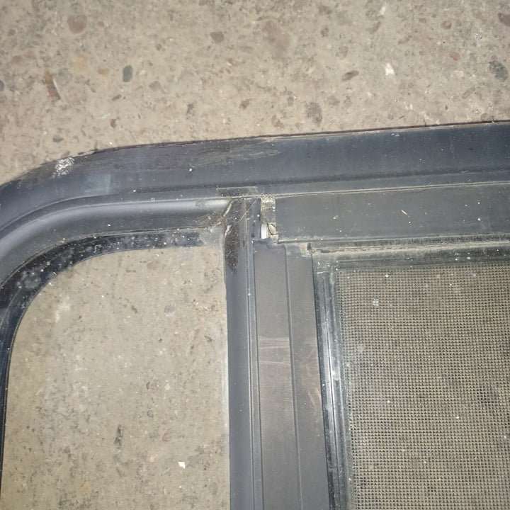 Used Young Farts RV Parts Black Radius Louvered Window : 47.5″ X 21.5″ X 1.75″ - Young Farts RV Parts