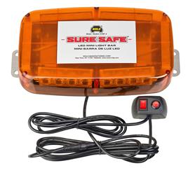 Warning Light Wolo MFG 3720P - A Sure Safe ®, 10 - 1/2" Length x 6" Width x 2 - 1/2" Height, Mini Bar, Permanent Mount, LED, Amber Lens, 7 Light Patterns, 11 To 15 DC Volt - Young Farts RV Parts