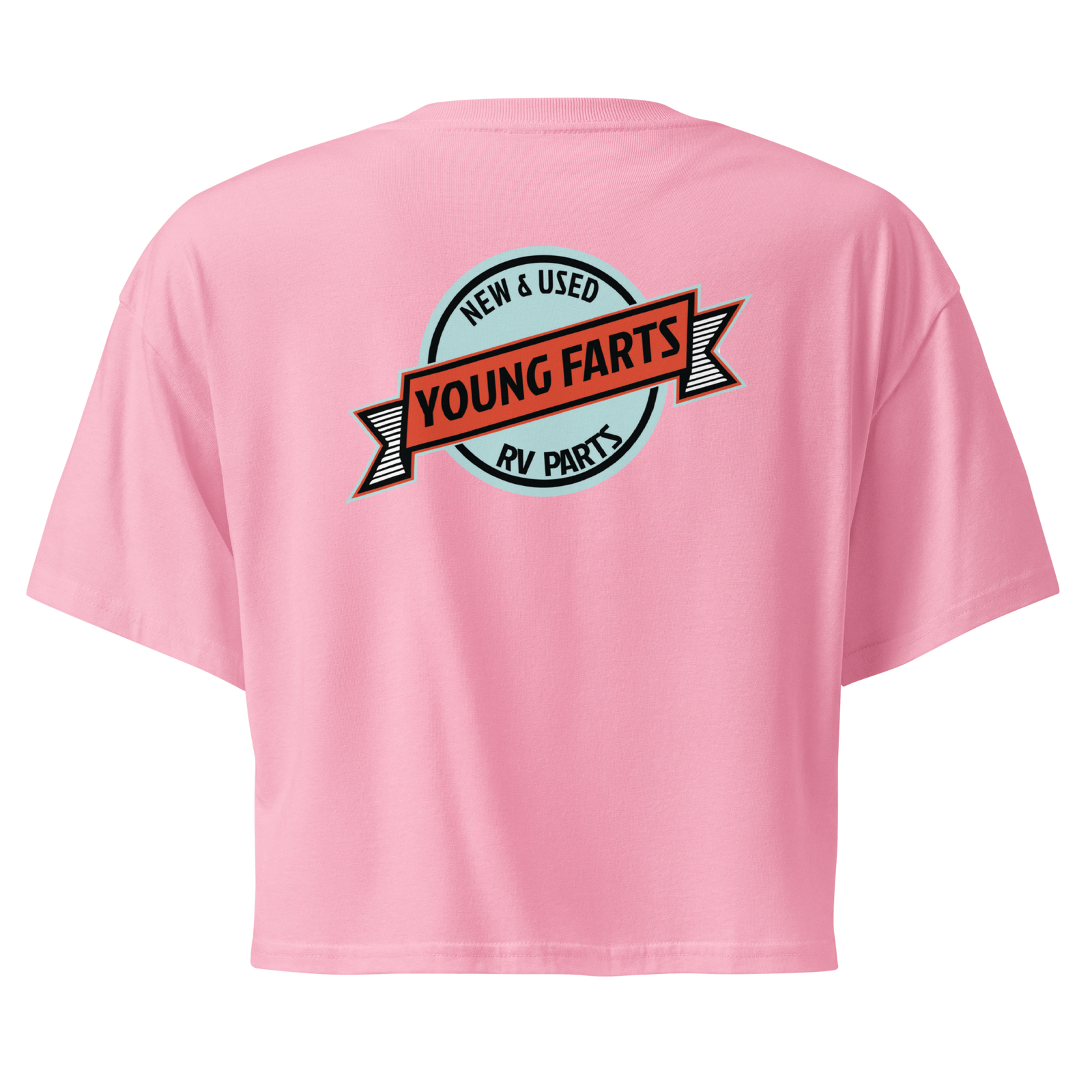 Young Farts Women’s Crop Top with front and back print in Hazy Pink