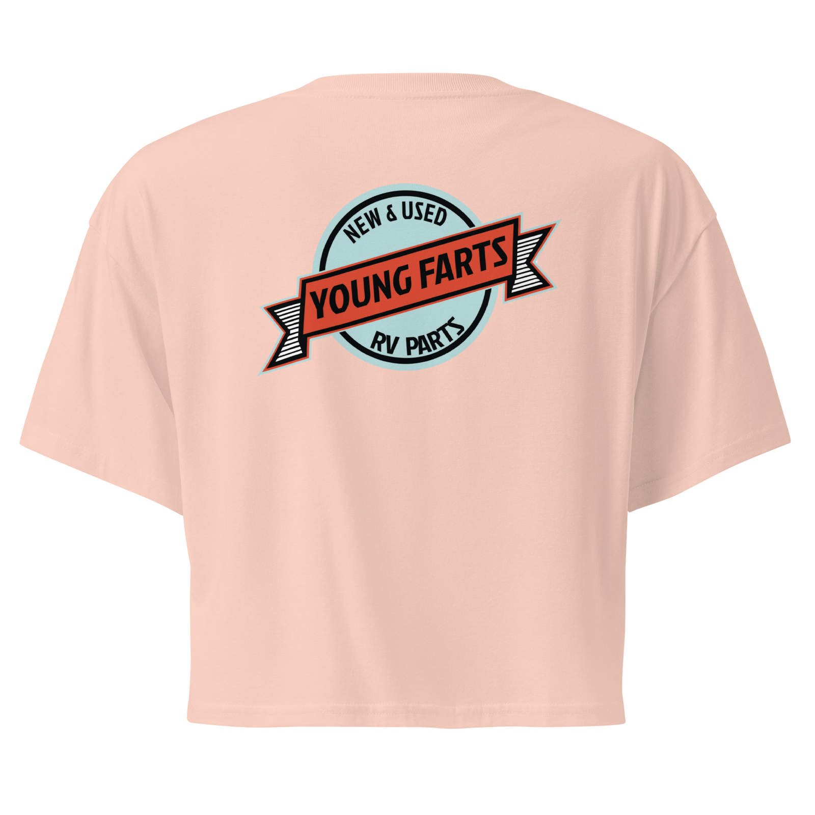 Young Farts Women’s Crop Top with front and back print in Hazy Pink