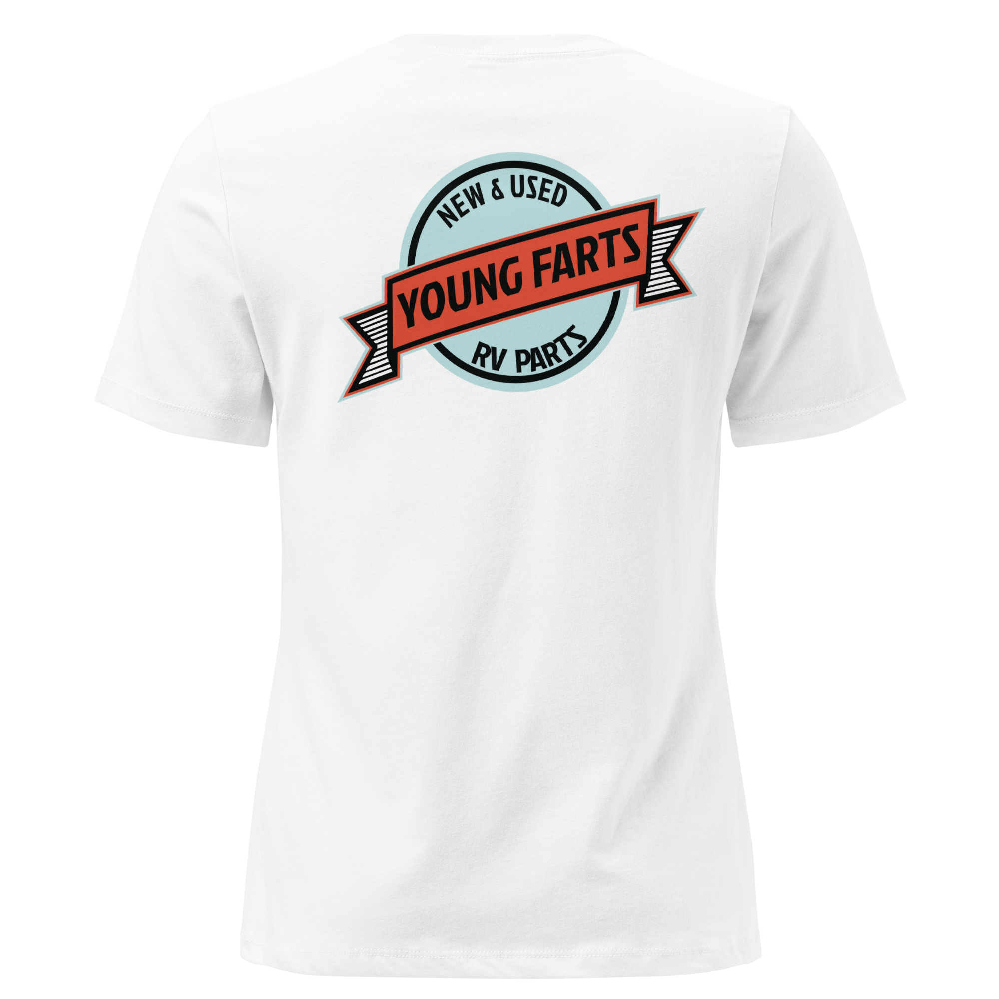 Young Farts Women’s Relaxed T-Shirt with front and back print in Heather Deep Teal