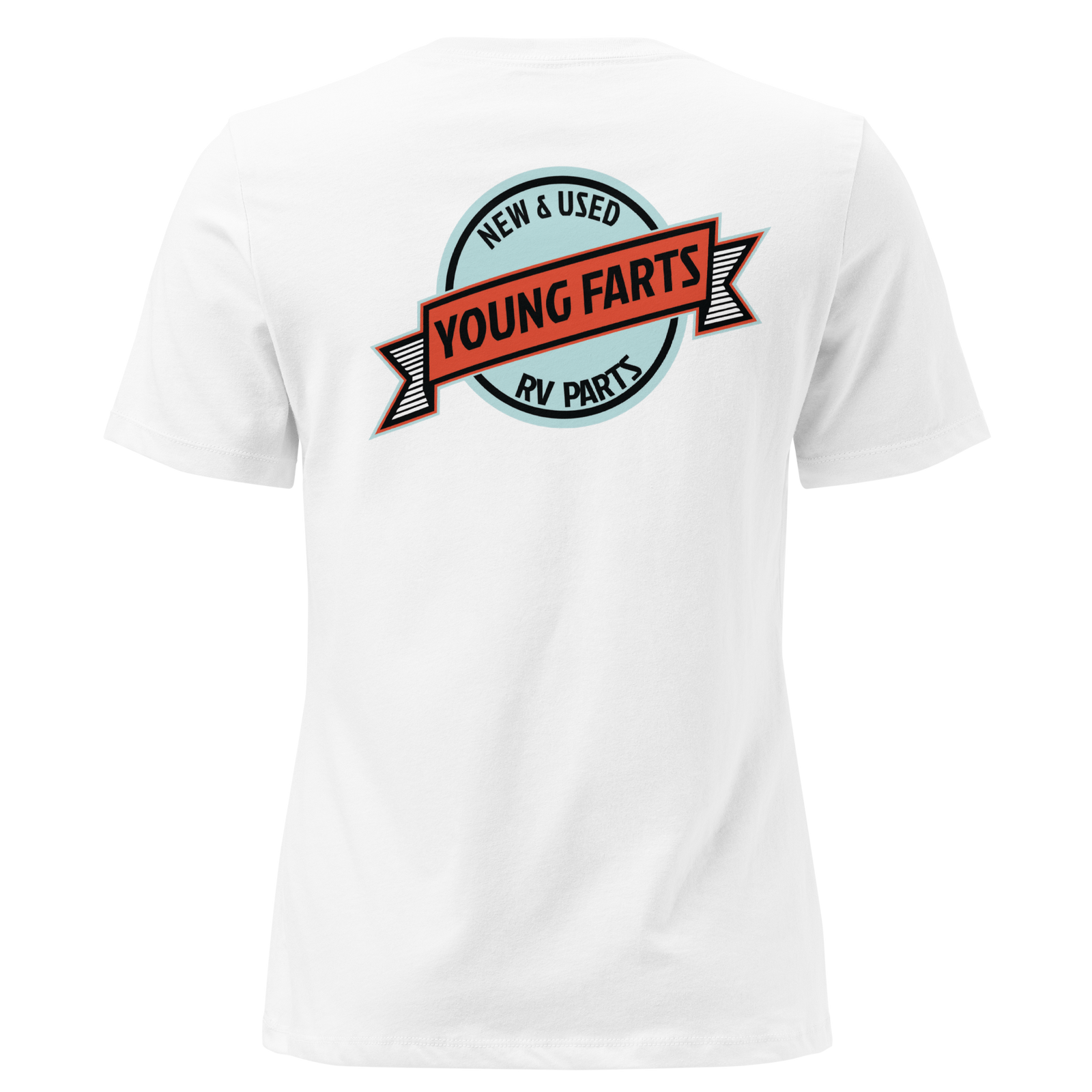 Young Farts Women’s Relaxed T-Shirt with front and back print in Heather Deep Teal