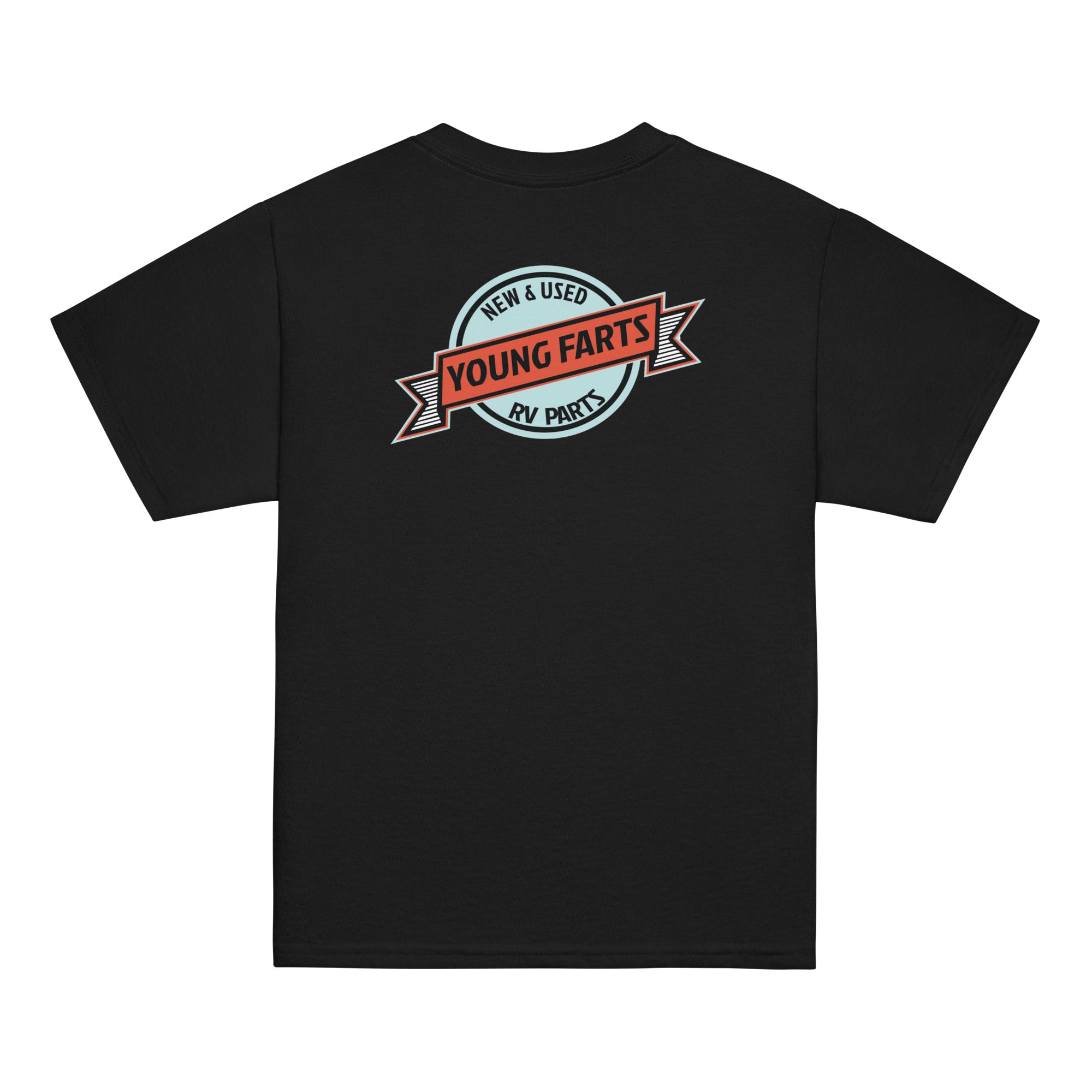 Young Farts Youth T-Shirt with front and back print in Black