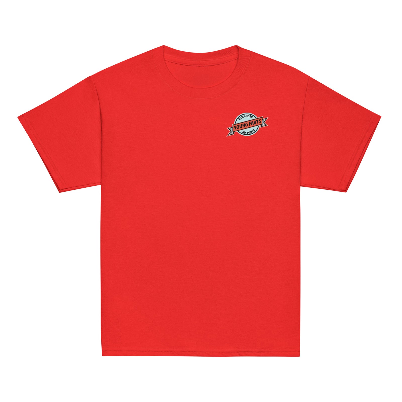 Young Farts Youth T-Shirt with front and back print in Red