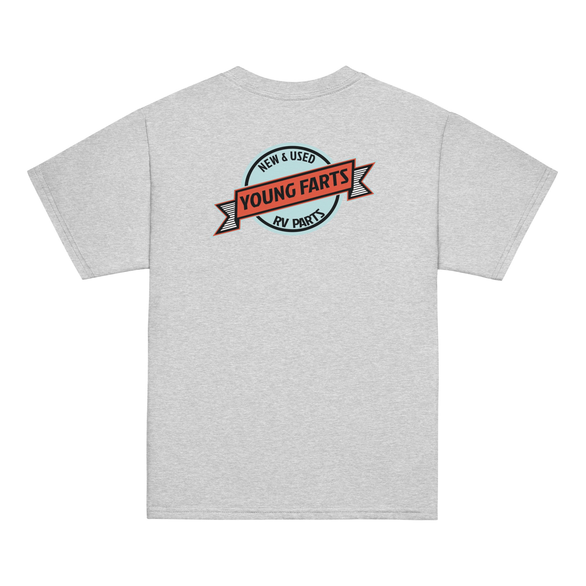 Young Farts Youth T-Shirt with front and back print in Charcoal