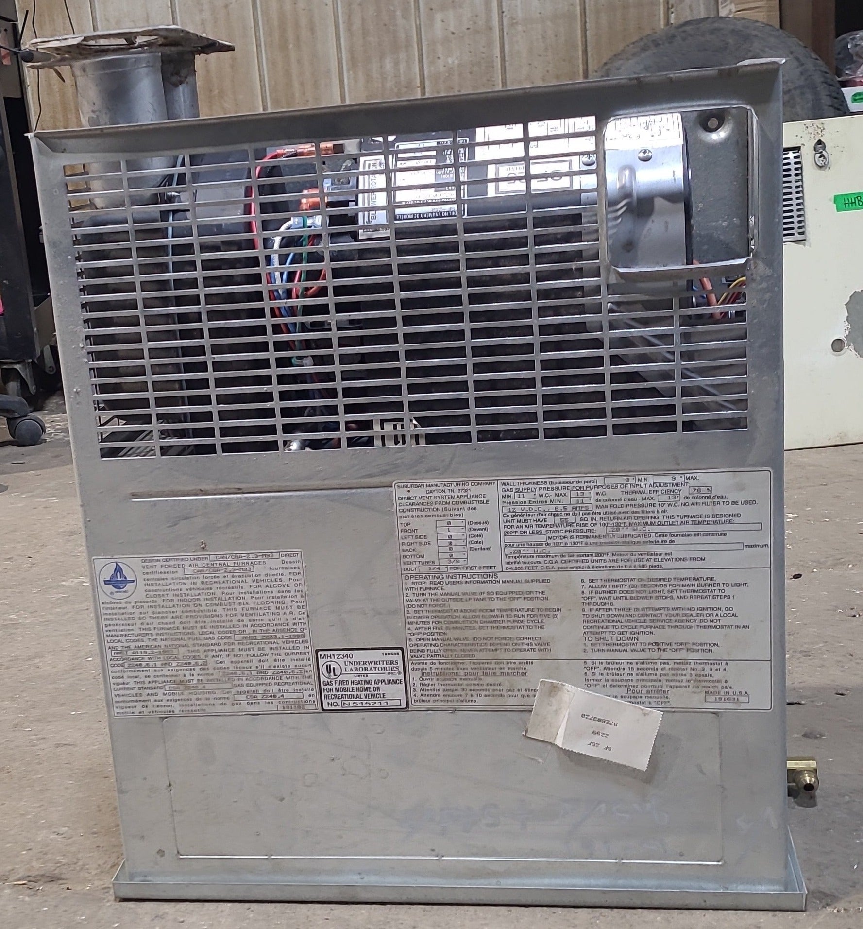 25,000 BTU USED SF-25F Suburban RV Propane Furnace - Young Farts RV Parts