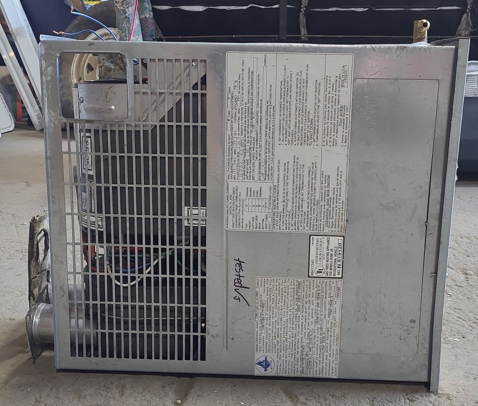 25000 BTU USED SF-25F Suburban RV Propane Furnace - Young Farts RV Parts