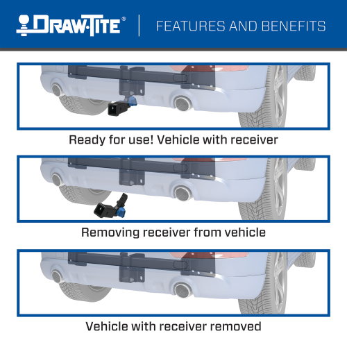 Draw Tite® • 76924 • Hidden Hitch® • Trailer Hitch Class III • Class III 2" (350 Lbs lbs GTW/3500 Lbs lbs TW) • Cadillac XT5 17-23 - Young Farts RV Parts