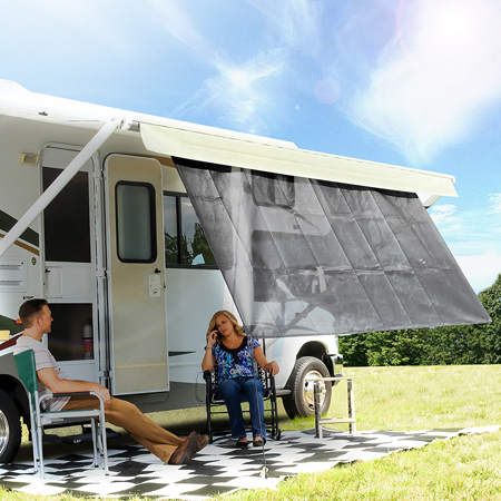 Camco 51455 - RV Awning Shade Kit  - 54"x 180", Black - Young Farts RV Parts