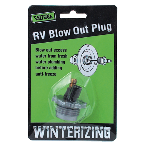 Valterra 09-2322 - RV Blow Out Plug with Threaded Valve for Winterizing - Gray Plastic - Young Farts RV Parts
