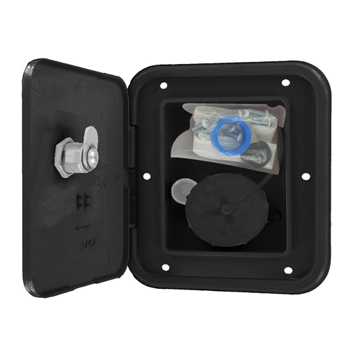 UNIVERSAL  GRAVITY INLET BLACK - Young Farts RV Parts