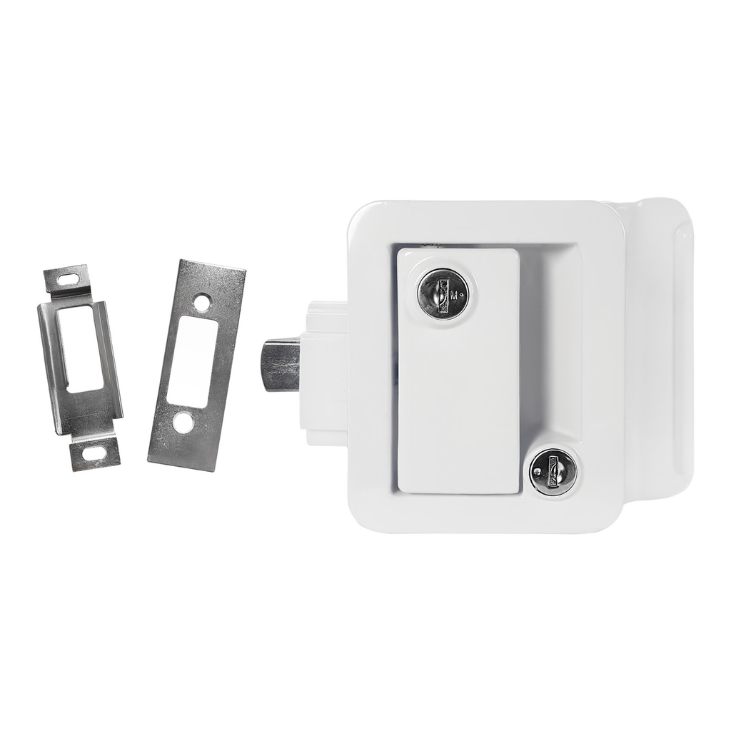 RV Pro RVP194101 - RV Paddle Entry Door Lock Latch with Deadbolt White - Young Farts RV Parts