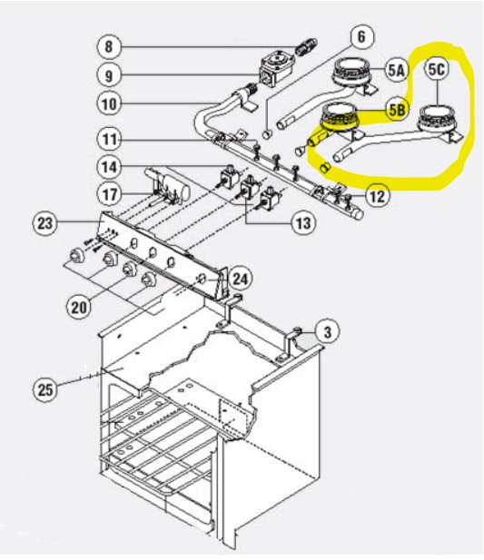 Atwood / Wedgewood Burner Assembly 57538 - Rear Right - Young Farts RV Parts