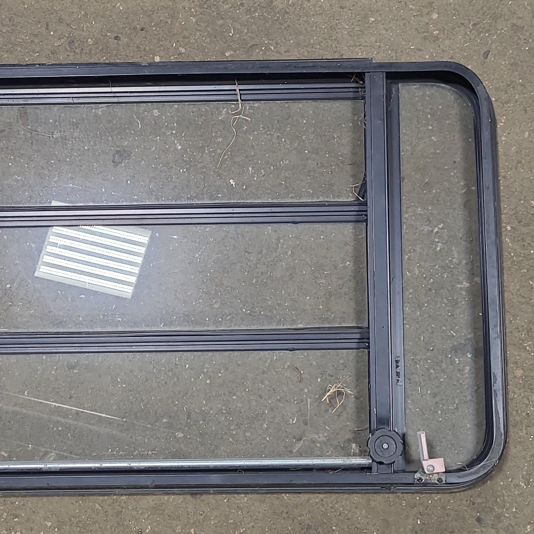 Black Radius Emergency Opening Window : 34 1/4" W X 20 7/8" H X 1 1/2" D - Young Farts RV Parts