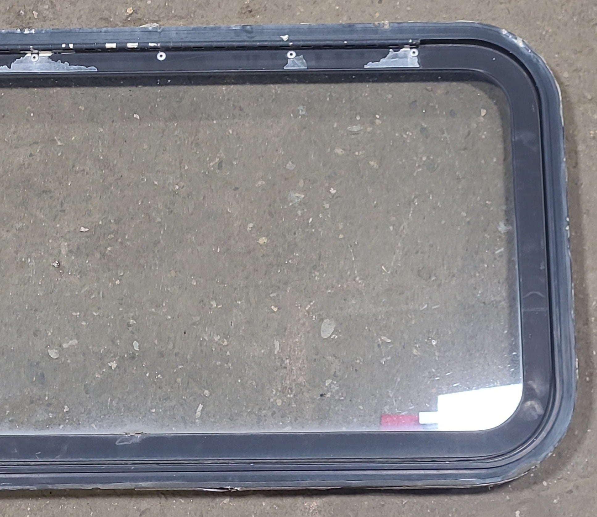 Black Radius Emergency Opening Window : 35 1/2" W X 19 3/4" H X 1 1/2" D - Young Farts RV Parts