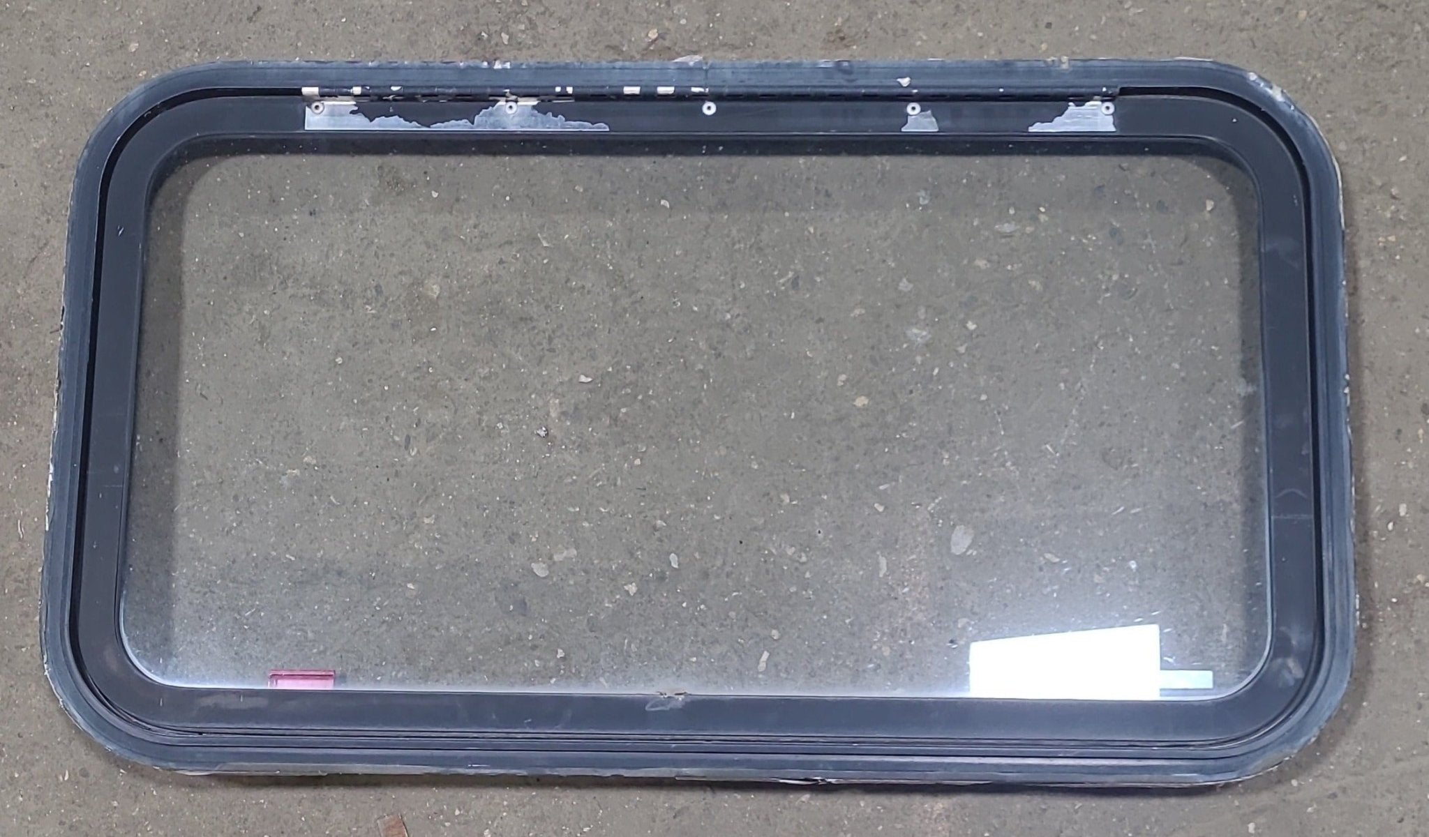 Black Radius Emergency Opening Window : 35 1/2" W X 19 3/4" H X 1 1/2" D - Young Farts RV Parts