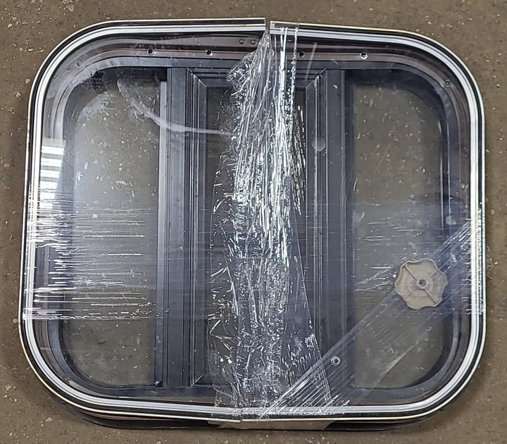 Black Radius Opening Window : 17 1/2" W X 14 1/2" H X 1 7/8" D - Young Farts RV Parts