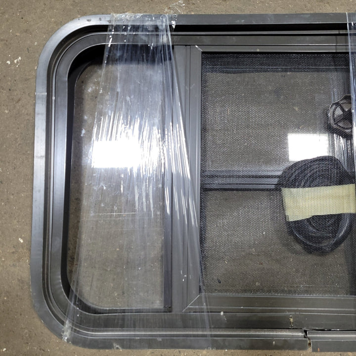 Black Radius Opening Window : 24 1/2" W X 15 1/2" H X 2" D - Young Farts RV Parts