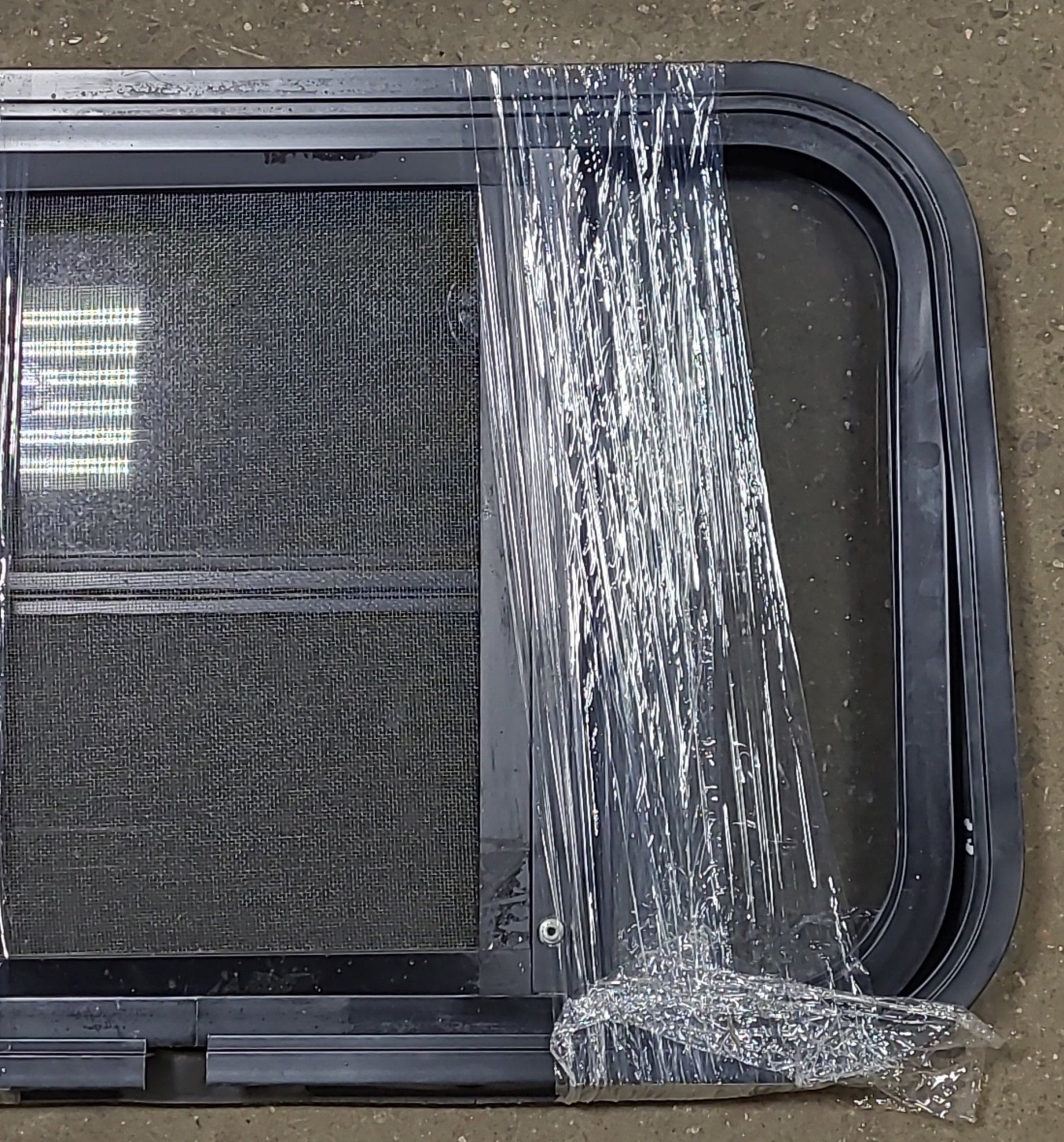Black Radius Opening Window : 24 3/4" W X 16 1/2" H X 1 3/4" D - Young Farts RV Parts