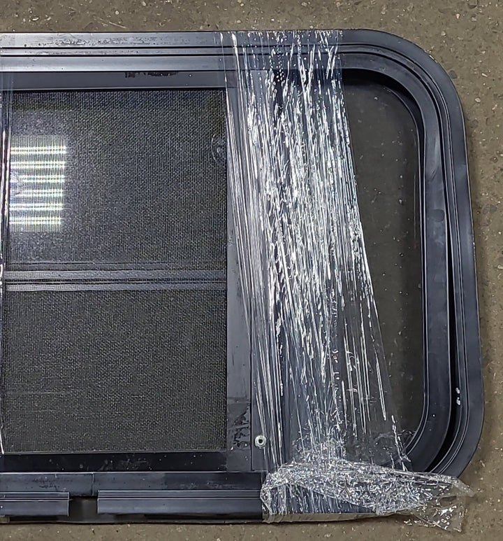 Black Radius Opening Window : 24 3/4" W X 16 1/2" H X 1 3/4" D - Young Farts RV Parts