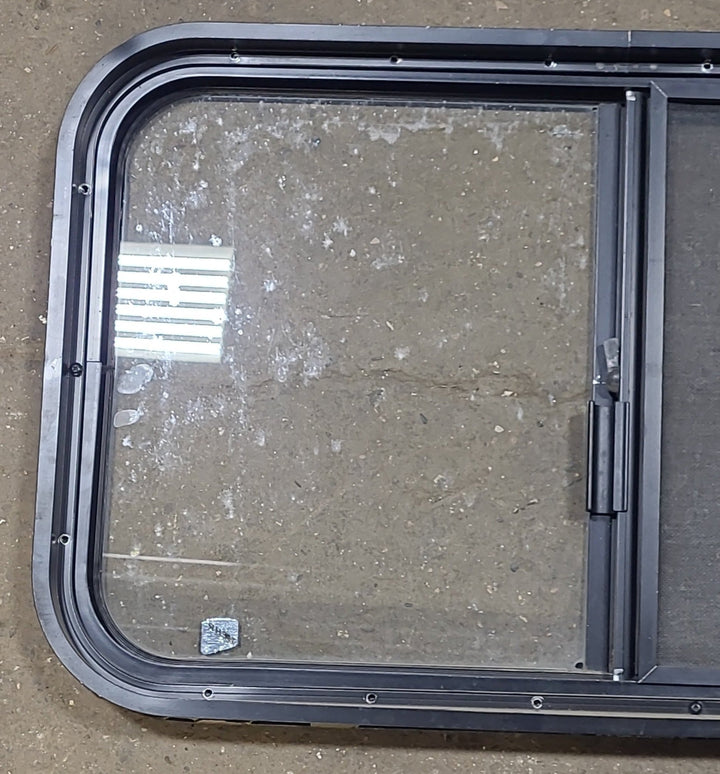 Black Radius Opening Window : 30 1/4" W X 17 3/4" H X 1 7/8" D - Young Farts RV Parts