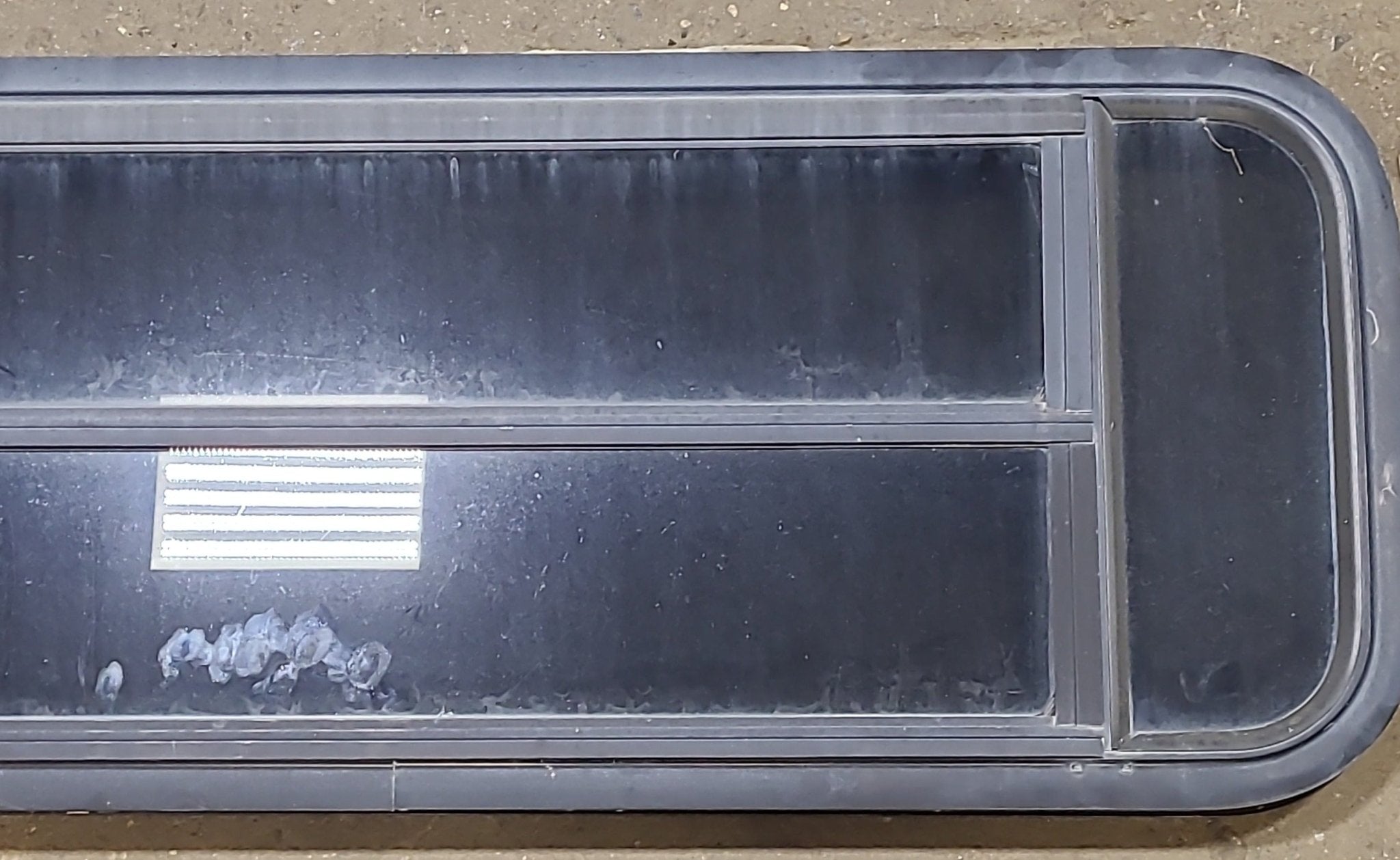 Black Radius Opening Window : 47 1/2" W X 15 1/4" H X 1 7/8" D - Young Farts RV Parts