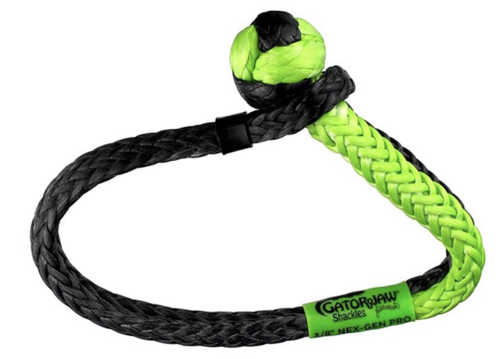 Bubba Rope 176746NGGB - 3/8" NexGen PRO Gator-Jaw Series Synthetic Soft Shackle with Green/Black Eyes - Young Farts RV Parts