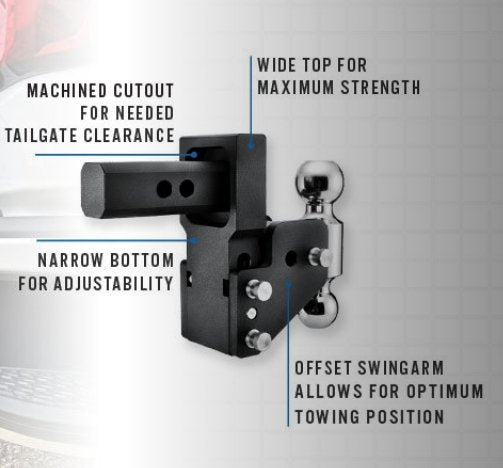 BW TS10064BMP - Tow & Stow Adjustable Ball Mount 1-7/" x 2" X 2-5/16" - Young Farts RV Parts