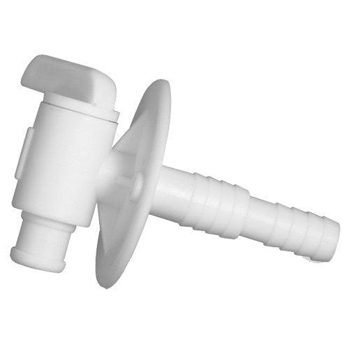 Camco 22223 Drain Valve 3/8" or 1/2" Barb with Flange, White Bilingual - Young Farts RV Parts