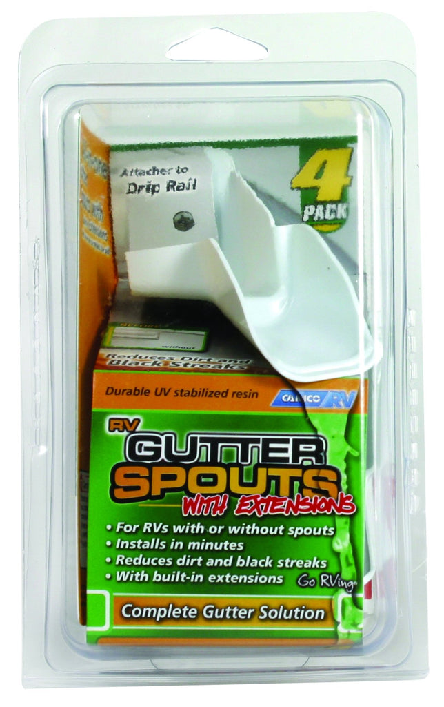 Camco 42134 Gutter Spout w/Extension - White 4pack (2 left/2 right) - Young Farts RV Parts