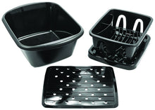 Load image into Gallery viewer, Camco 43518 Sink Kit - w/Dish Drainer, Dish Pan &amp; Sink Mat, Black Bilingual - Young Farts RV Parts