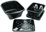 Camco 43518 Sink Kit  - w/Dish Drainer, Dish Pan & Sink Mat, Black