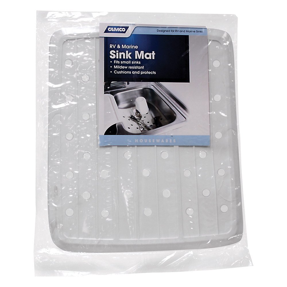 Camco 43720 RV & Marine Sink Mat - 10 x 11-3/4", White Bilingual - Young Farts RV Parts