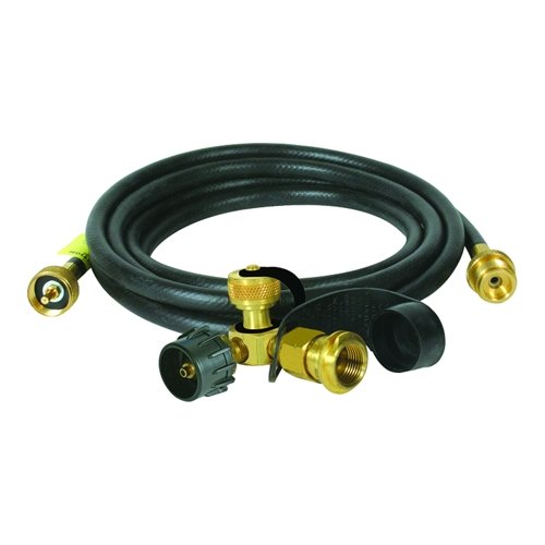 Camco 59143 Brass 90 Tee - w/3ports, w/12'Ext.Hose, Clamshell - Young Farts RV Parts