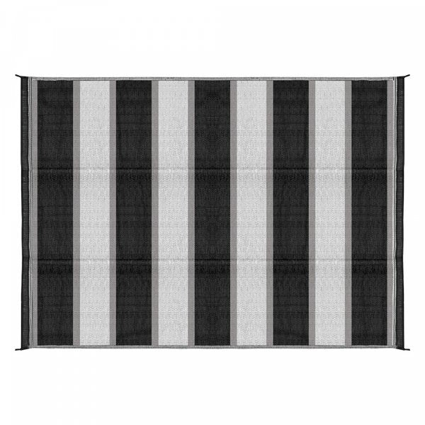 Camco C42873 - Reversible 6' x 9' Charcoal Stripe Outdoor Mat - Young Farts RV Parts