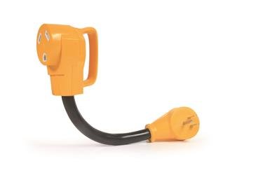 Camco Power Grip RV Power Cord Adapter, 15 Amp Male To 30 Amp Female - 55165 - Young Farts RV Parts