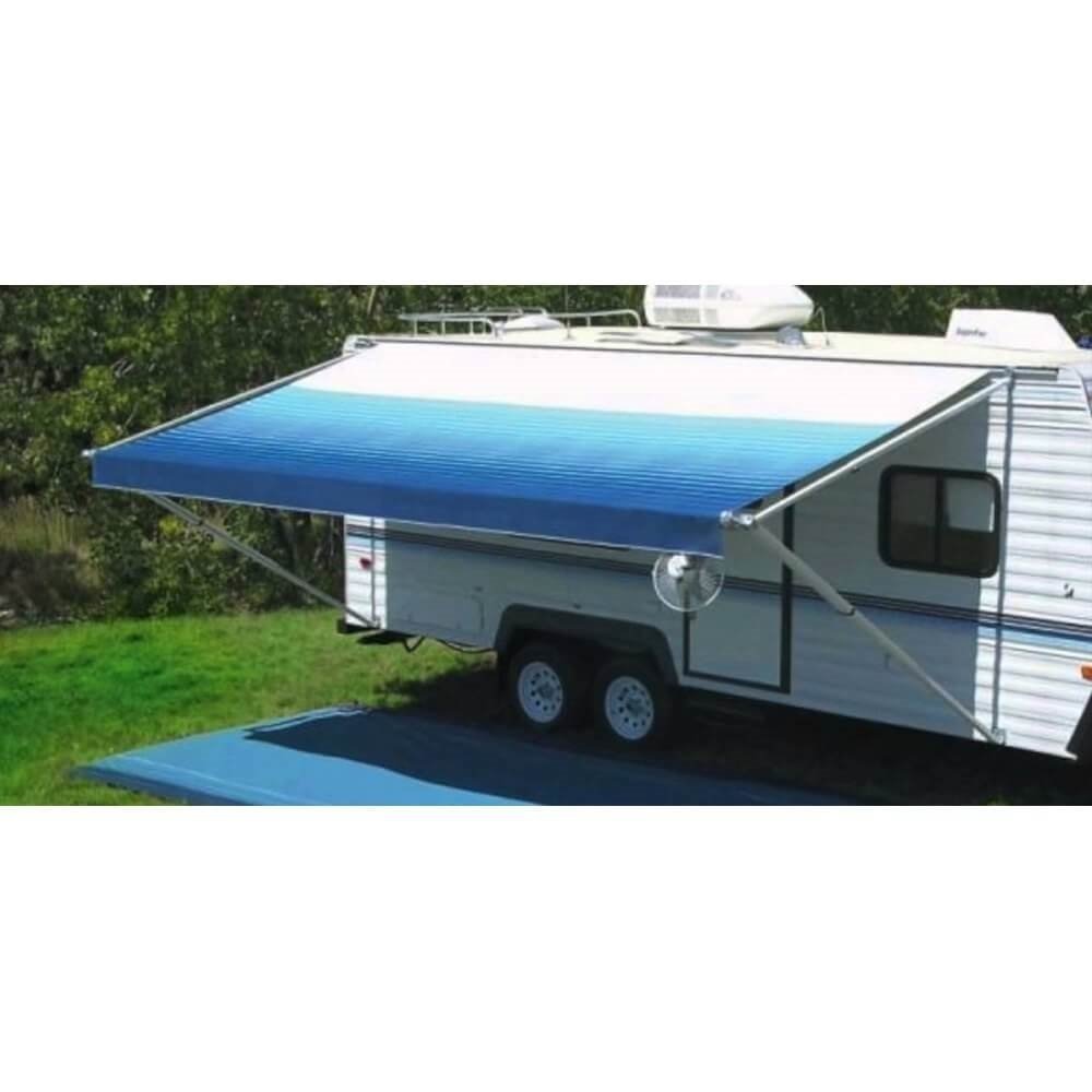 Carefree JU148E00 - 1Pc Fabric 14' Ocean Blue Awning with White Weatherguard - Young Farts RV Parts