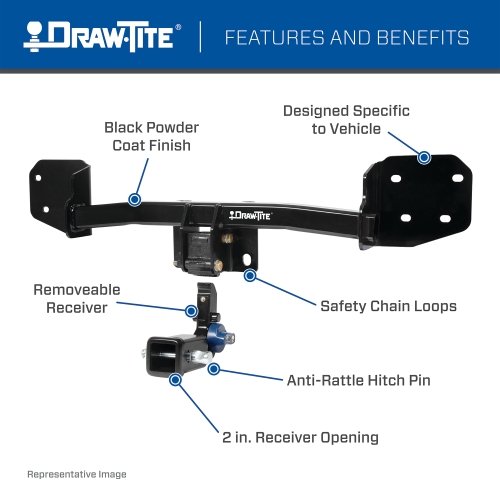 Draw Tite® • 76902 • Hidden Hitch® • Trailer Hitch Class III • Class III 2" (350 Lbs lbs GTW/3500 Lbs lbs TW) • Acura RDX 10-22 - Young Farts RV Parts