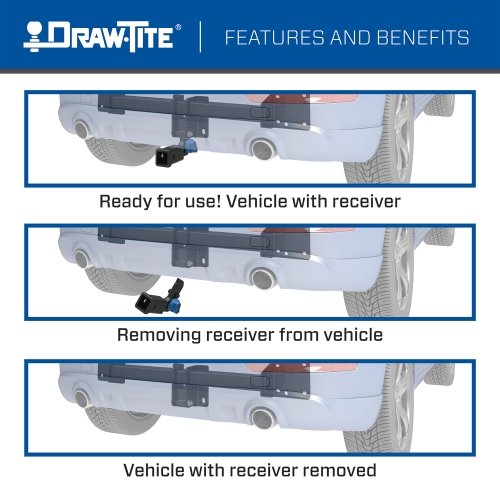 Draw Tite® • 76913 • Hidden Hitch® • Trailer Hitch Class III • Class III 2" (350 Lbs lbs GTW/3500 Lbs lbs TW) • Jeep Grand Cherokee 11-21 / Grand Cherokee WK 22 - Young Farts RV Parts